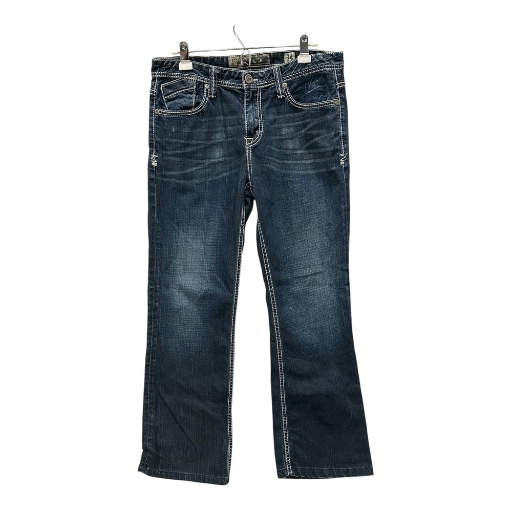 BKE Men’s Blue Straight Jeans with Contrast Stitching